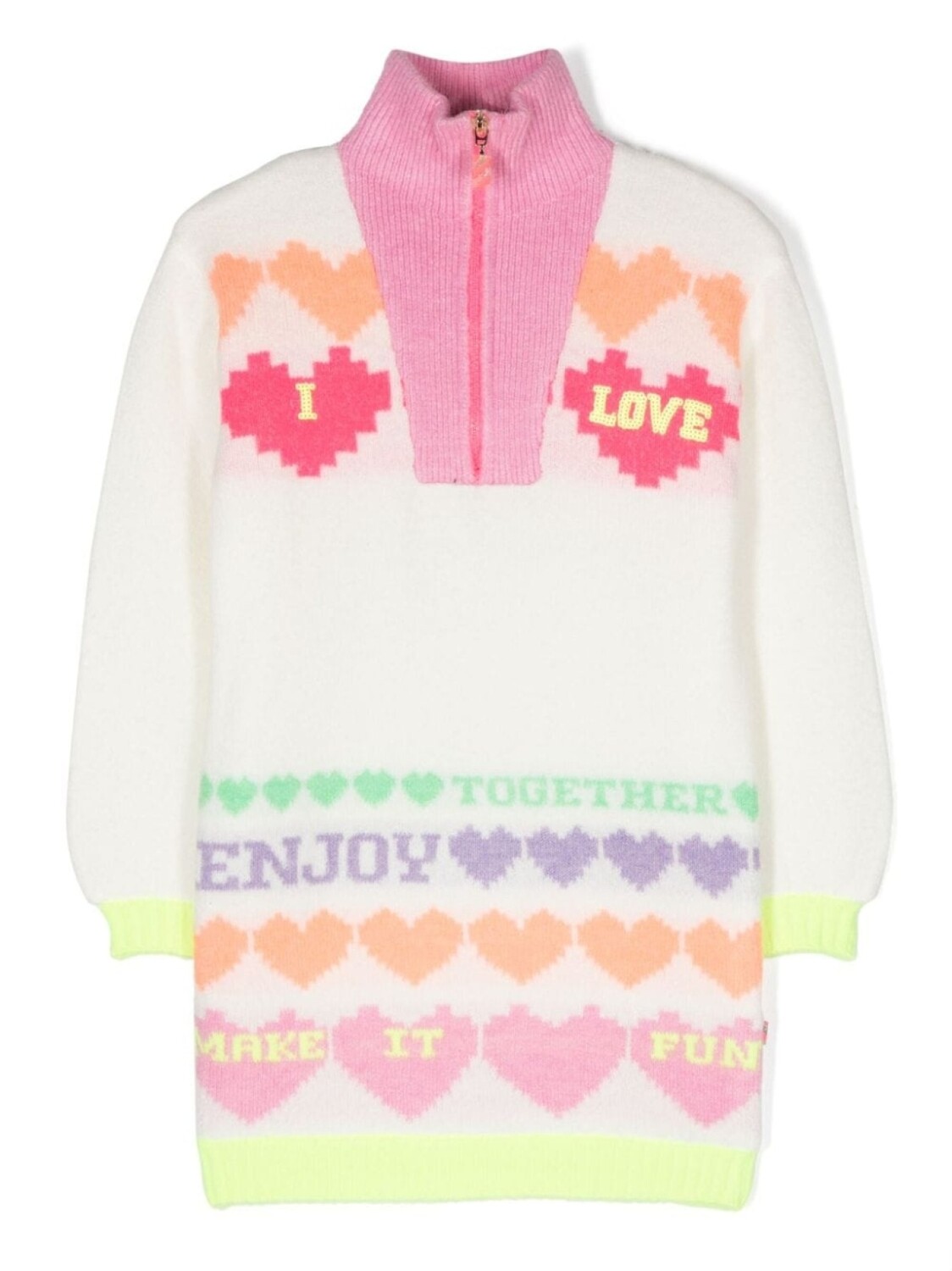 

Billieblush платье вязки интарсия с высоким воротником, белый