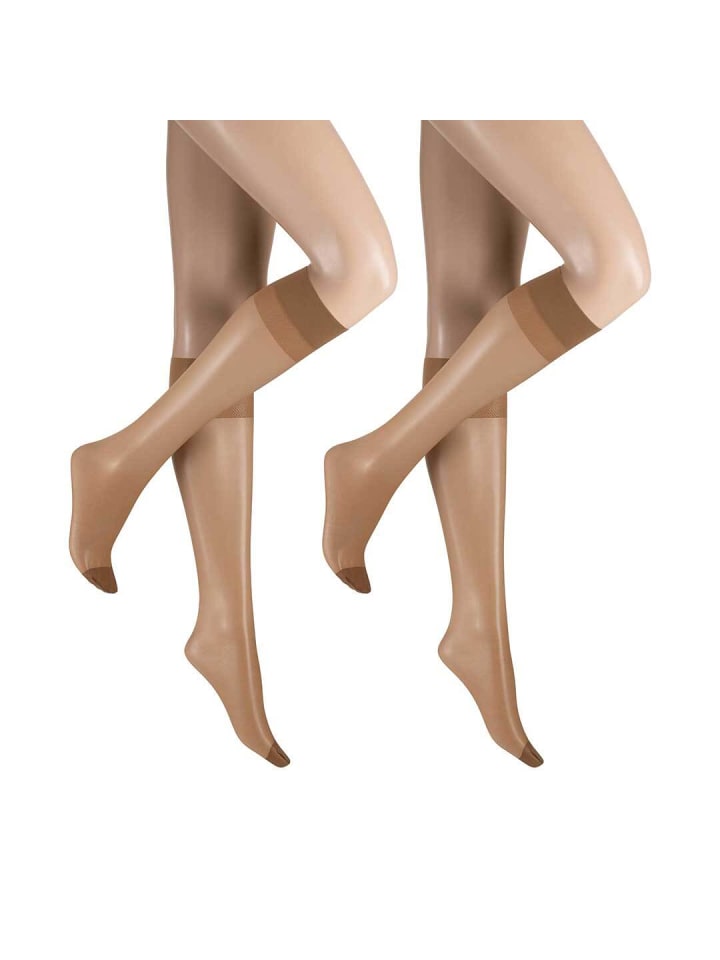 

Hudson Чулки Lilly Lafina, размер 15, комплект из 2 пар, тонкие, до колена, с не сдавливающим поясом, цвет «Гавана»