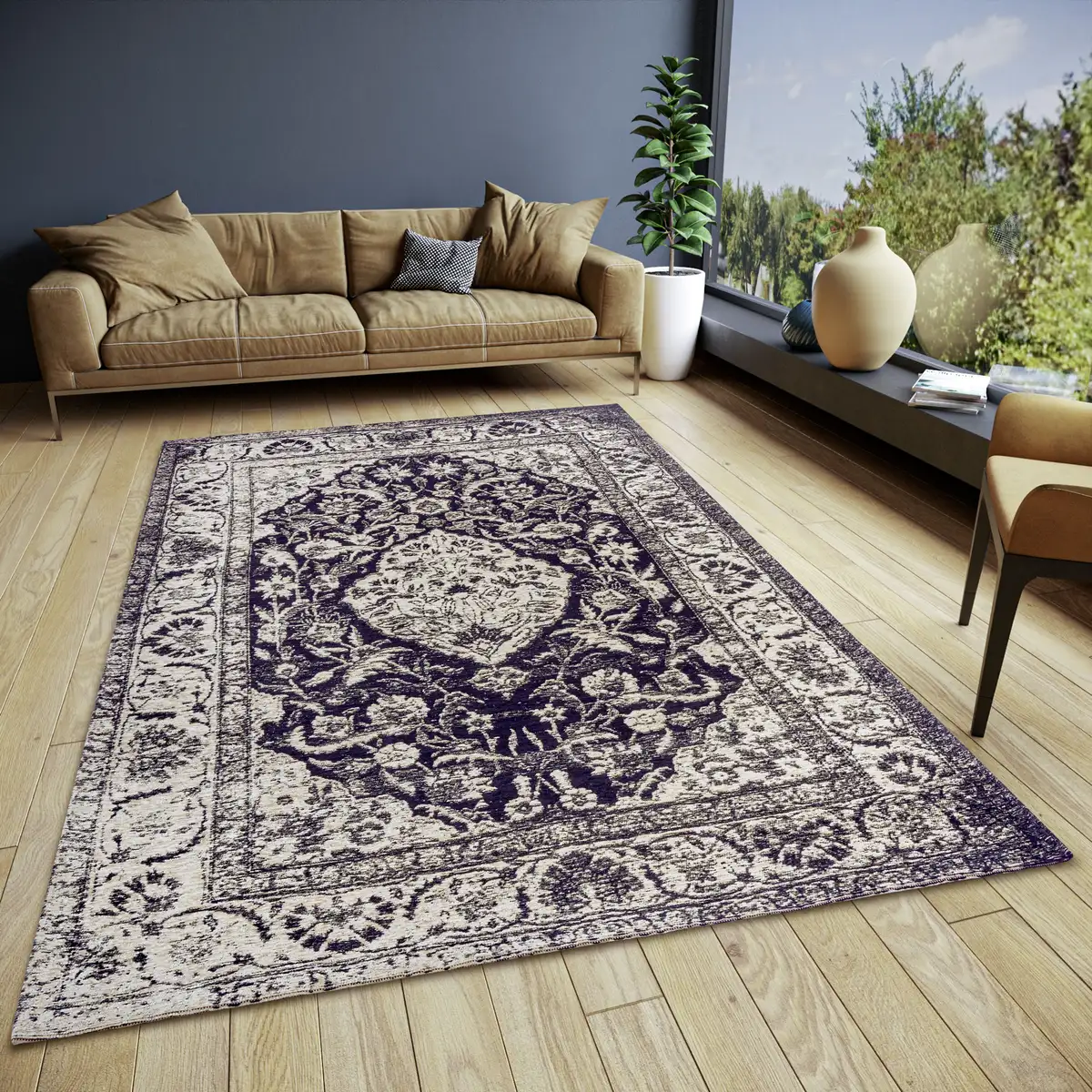 

Ковер HANSE Home "Mahat", прямоугольный, износостойкий, простой в уходе, прочный, противоскользящий 80х165 см, черный