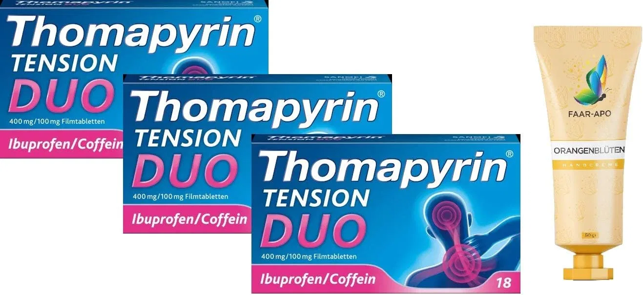 Набор таблеток Thomapyrin Tension Duo (3x18 шт.) с кремом для рук Faar-Apo Faar Apo
