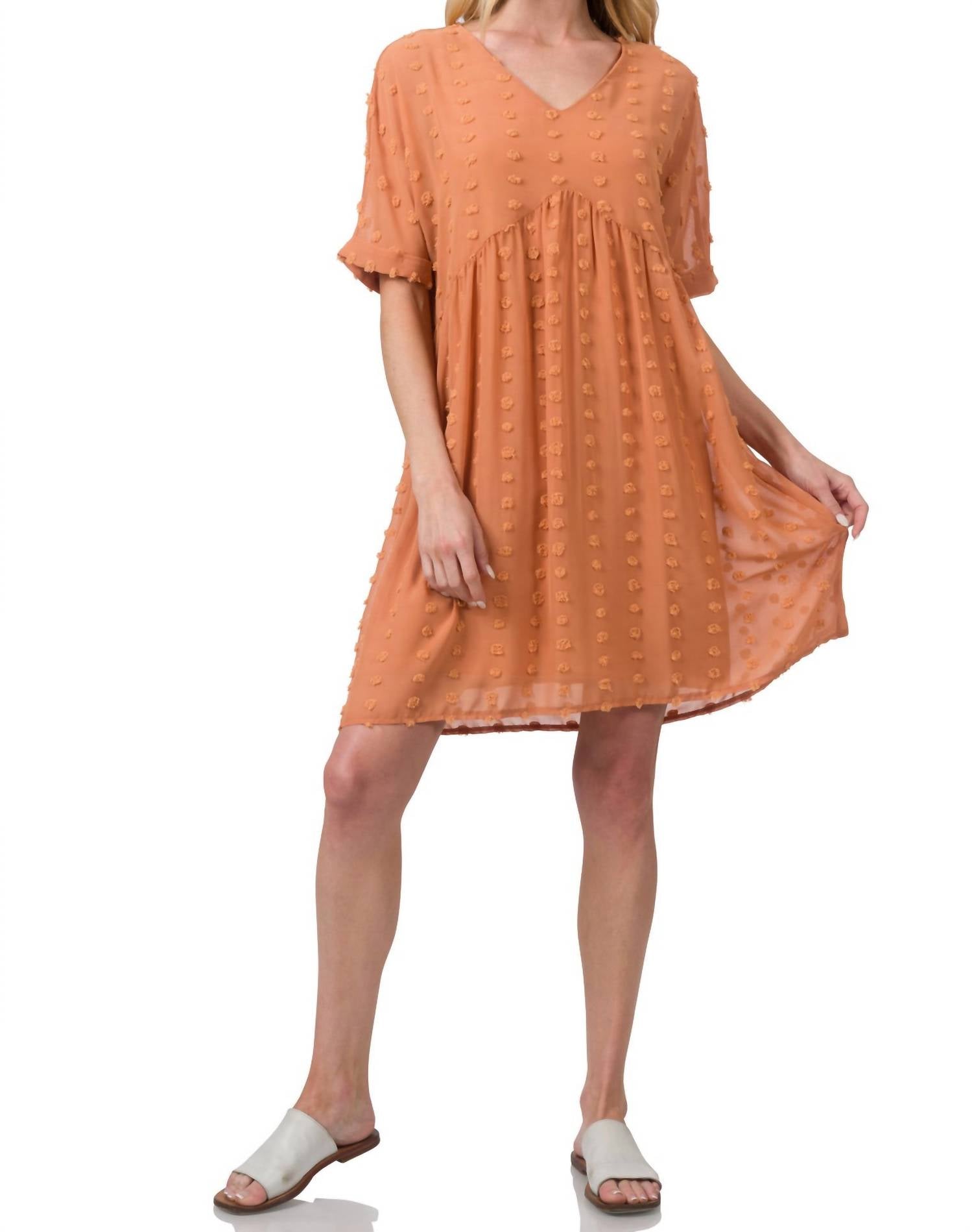 

Платье-бэбидол Dot в мини с кружевом в масляно-оранжевом цвете ZENANA