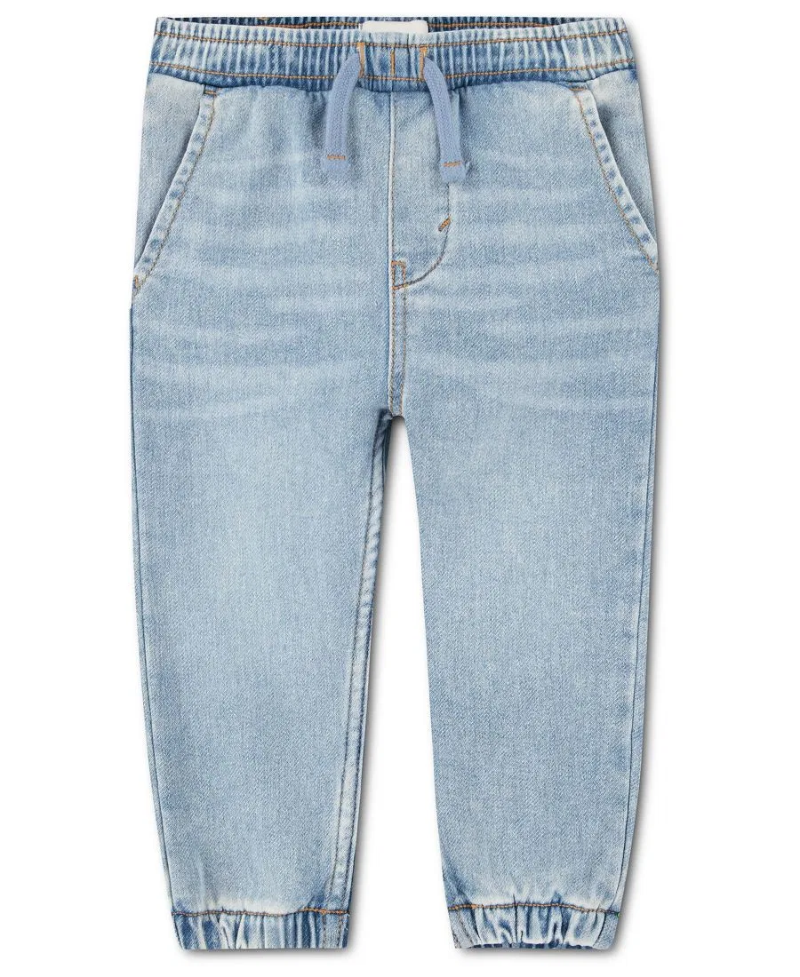 Детские джинсы-мальчики из денима с жаккардовым рисунком Abercrombie Kids, синий