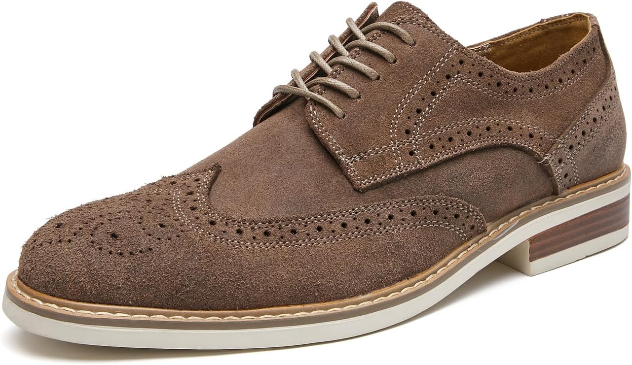 

Мужские оксфорды Повседневные классические туфли из замши и кожи Свадебные модные туфли для смокинга Броги Оксфорды для мужчин Santimon, светло-коричневый