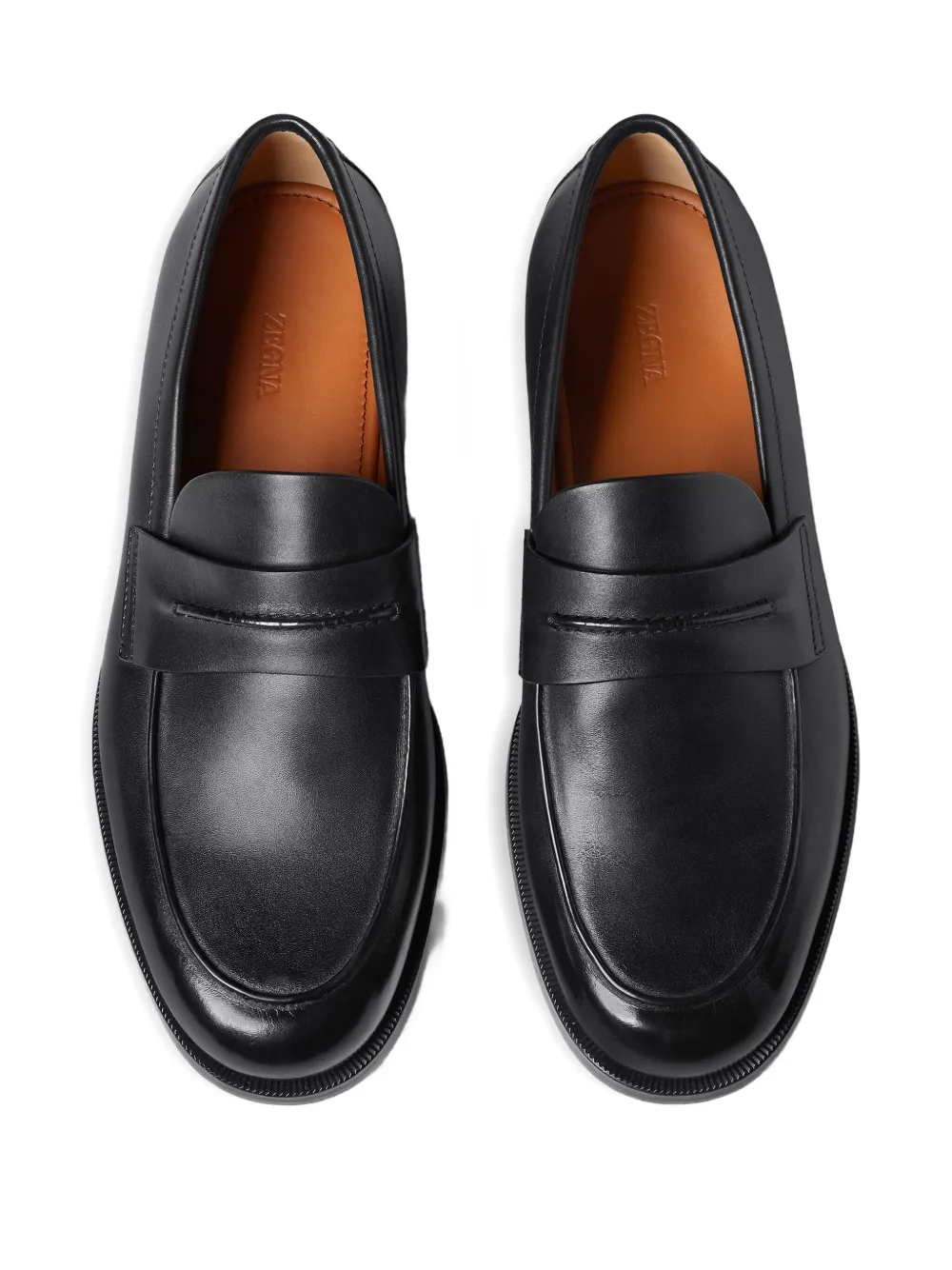 Кожаные лоферы с перемычкой Zegna, черный — фото 3