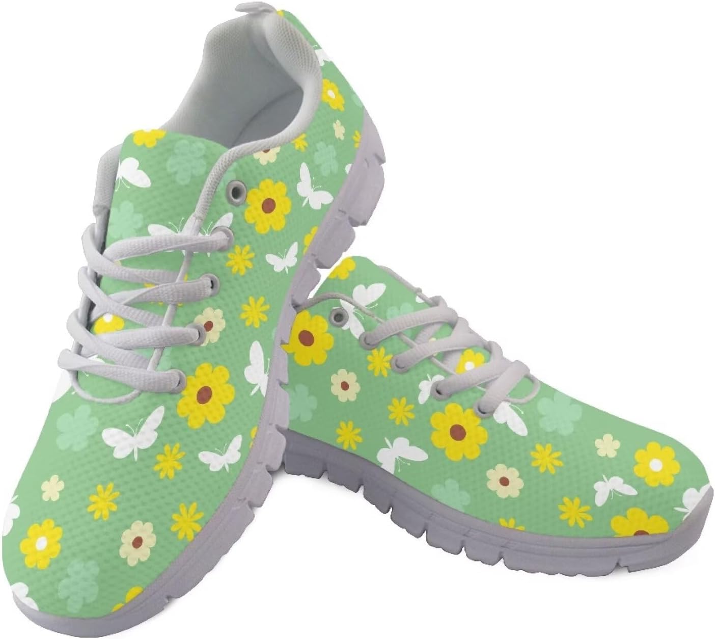 

Мужские спортивные кроссовки AmzPrint без шнурков для походов и прогулок, Flower & Butterfly