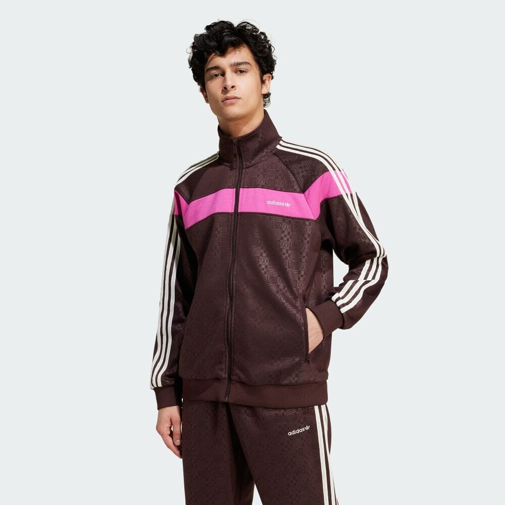

Куртка Adidas 80S PREMIUM EMBOSSED THREE STRIPE TRACK TOP, цвет Shadow Brown