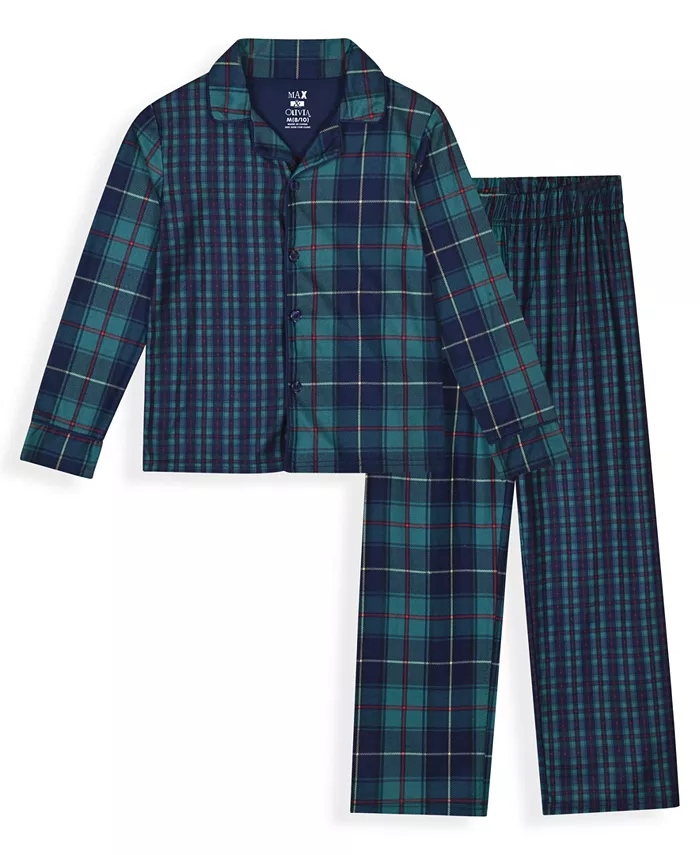 

Мальчики 6-18 лет пижамный комплект из 2 предметов с длинным рукавом Max & Olivia, зеленый