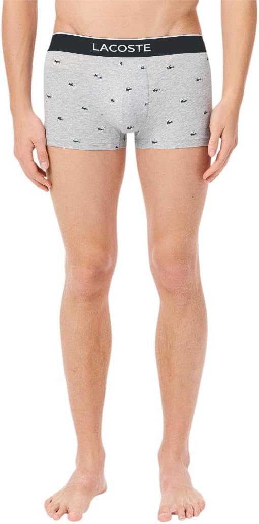 Мужские повседневные боксеры Lacoste All Over Croc, комплект из 3 шт., хлопковые, эластичные, Black/Midnight Smoke/Dove Grey With Black Waistbands — фото 4