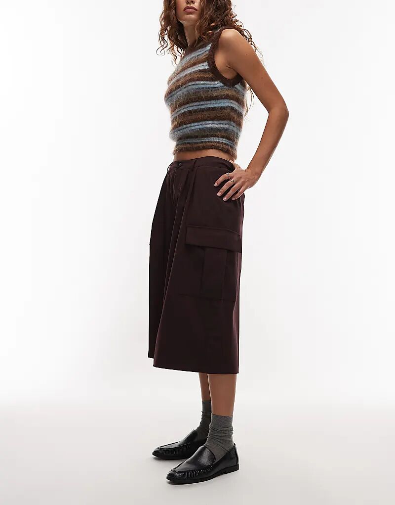 

Брюки-карго ASOS DESIGN длиной 3/4 сливового цвета