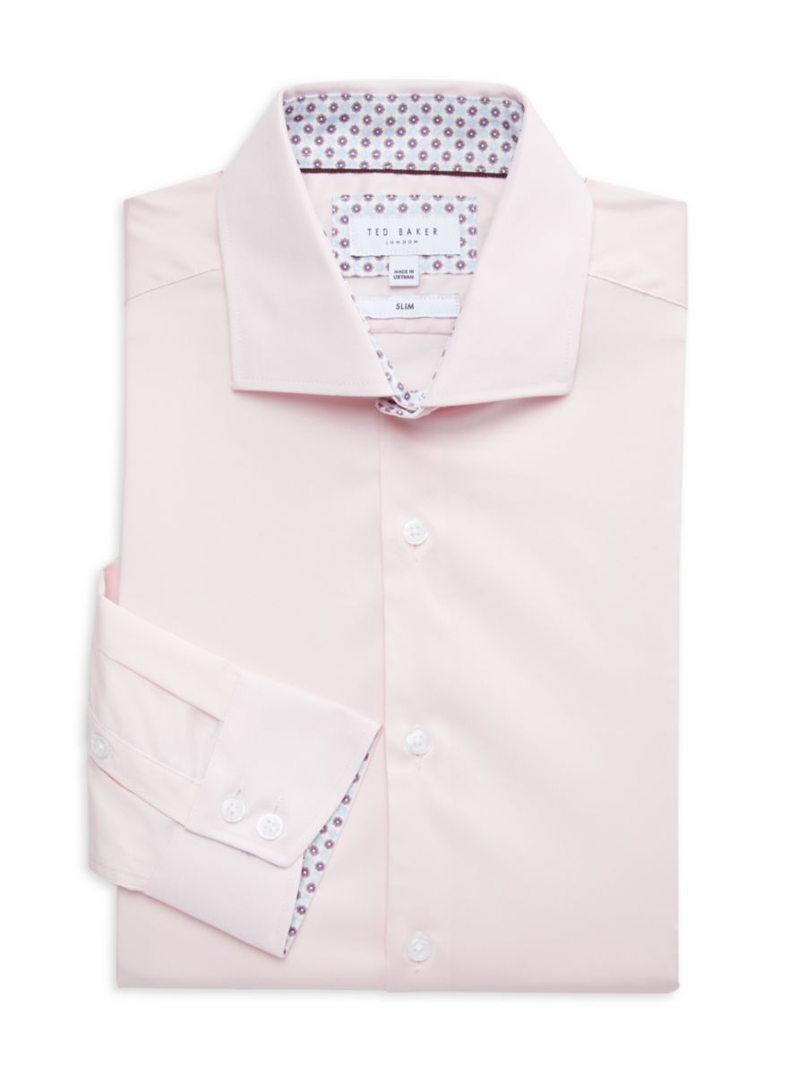 

Рубашка облегающего кроя с контрастной подкладкой Ted Baker, розовый
