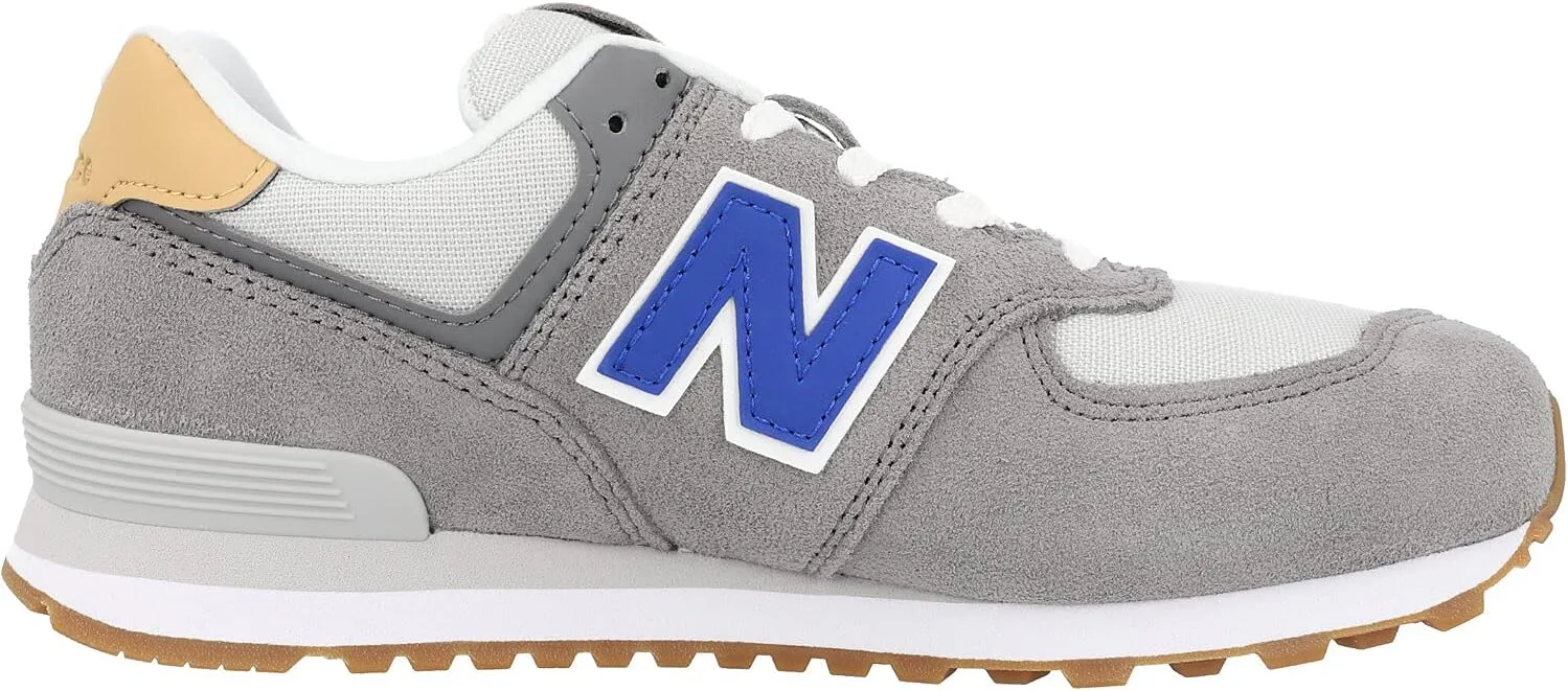 Детские замшевые кроссовки New Balance 574 серого цвета (Castlerock/Summer Fog) — фото 3