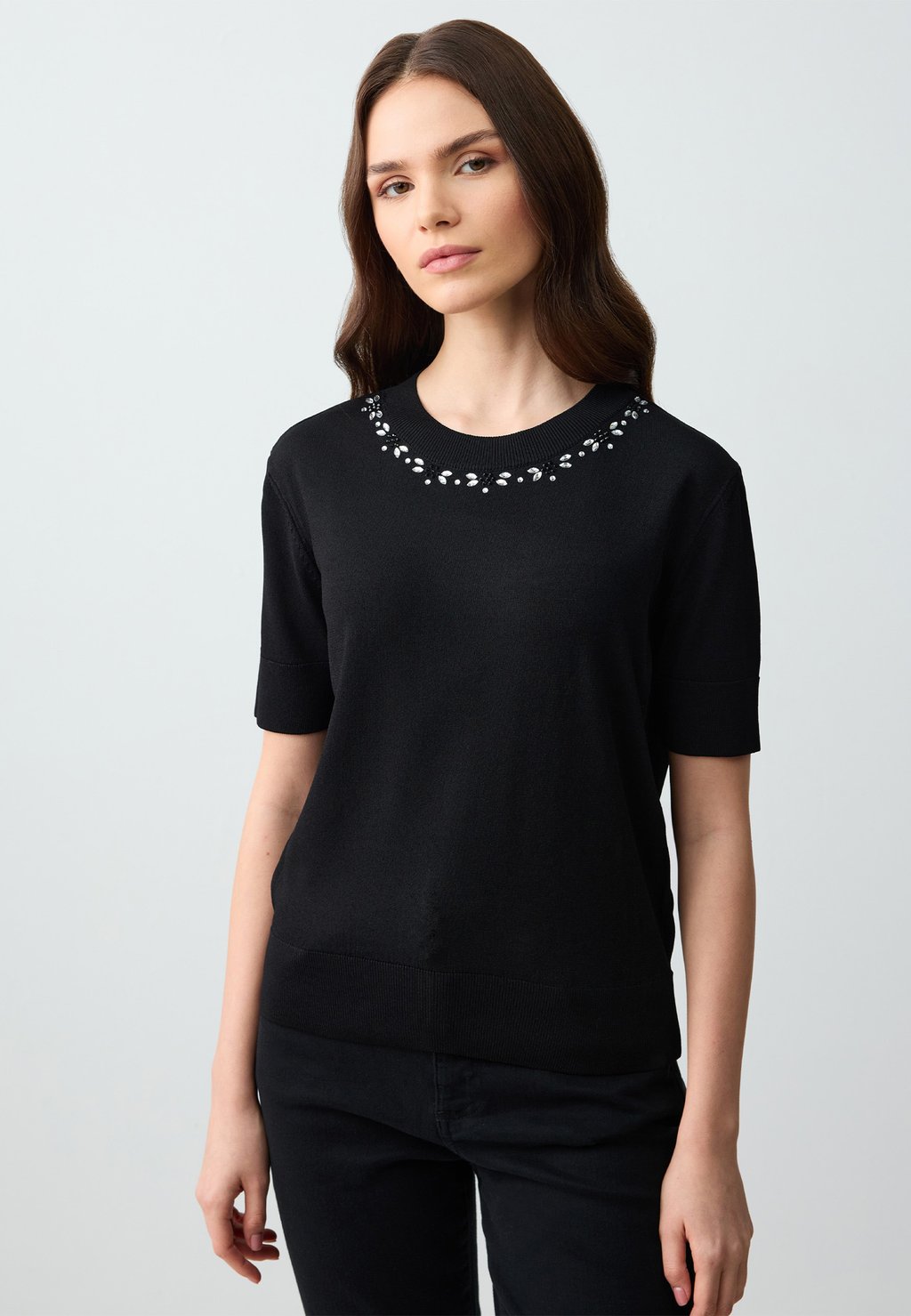 

Футболка с принтом SHORT SLEEVE EMBROIDERED CREW NECK Jimmy Key, черный