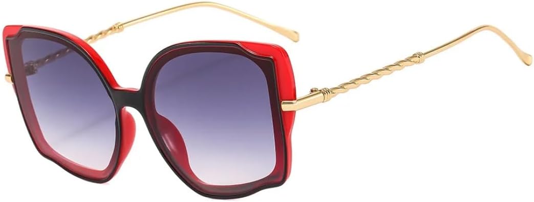 

Солнцезащитные очки для мужчин и женщин - защита UV400 - «кошачий глаз», металлические петли, цветные линзы, для занятий спортом на открытом воздухе и вождения DSVIGF, Red