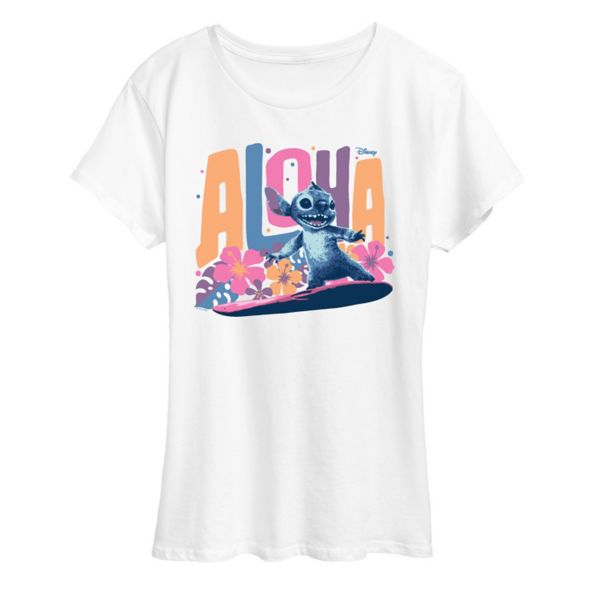 

Женская футболка с принтом алоха для серфинга Lilo & Stitch Disney, белый