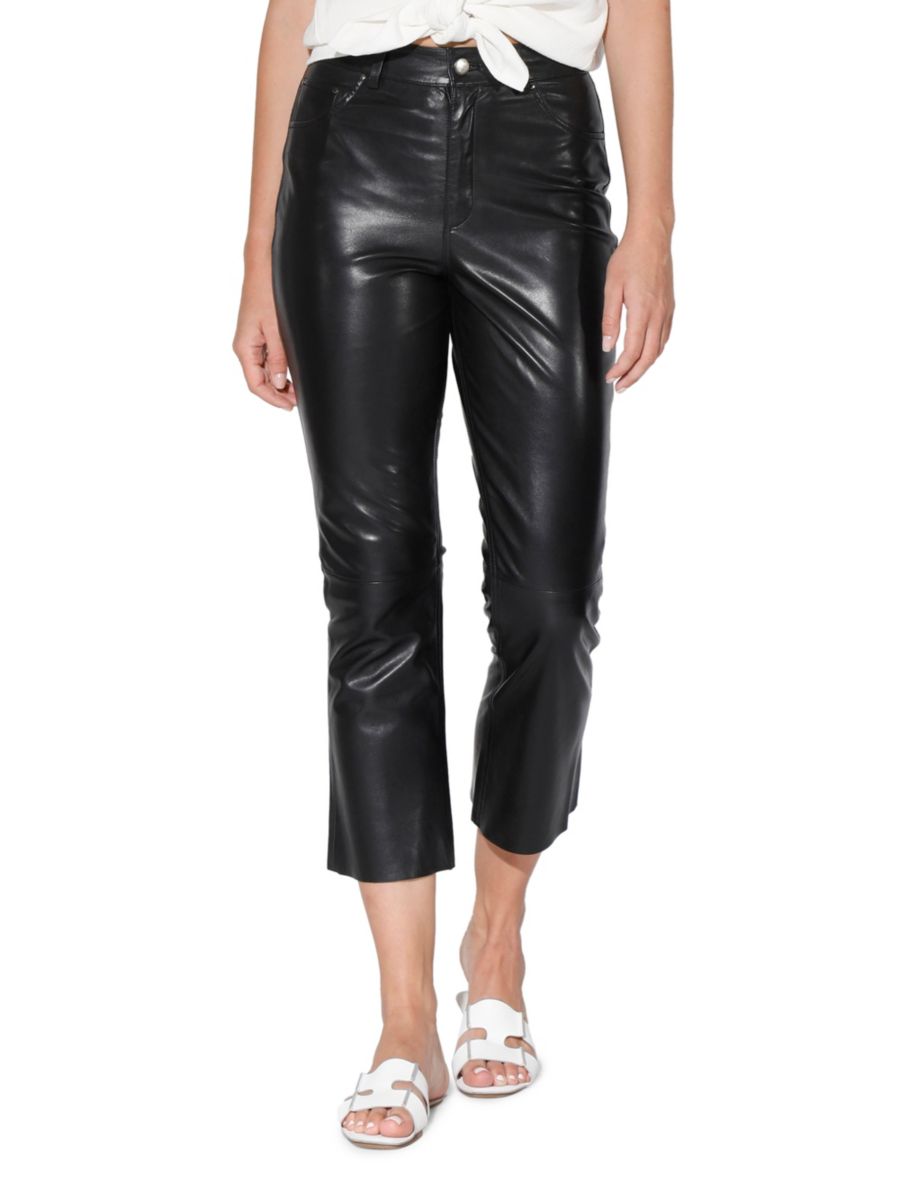 

Укороченные кожаные брюки Selma Slim Fit Walter Baker, черный