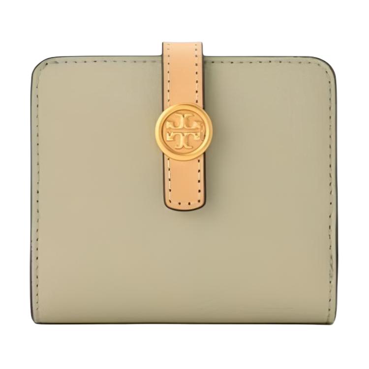 

TORY BURCH Robinson Litchi Grain Leather With Calfskin Wallet Mini Women's Light Green