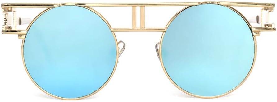 

Круглые солнцезащитные очки из сплава для женщин и мужчин, модные, в крупной оправе, зеркальные, женские, в стиле стимпанк, с защитой от УФ-излучения UV400 HVTVTLA, C2 Gold-bluemirror