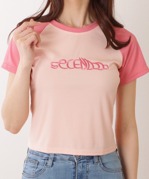 

Топ с рукавом реглан, компактный, двухцветный Lace Ladies, розовый