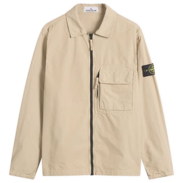 

Куртка-Рубашка на молнии из хлопчатобумажной ткани с холщовой тканью Stone Island, цвет desert, Коричневый, Куртка-Рубашка на молнии из хлопчатобумажной ткани с холщовой тканью Stone Island, цвет desert