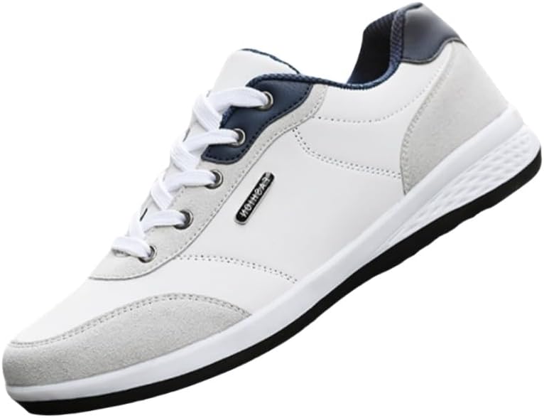 

Мужские кроссовки большого размера низкие - на шнуровке, с круглым носком, повседневные, с амортизацией и противоскользящим подошвенным узором - подходят для всех сезонов, для тренировок, прогулок и повседневной носки Clolinde, белый/серый