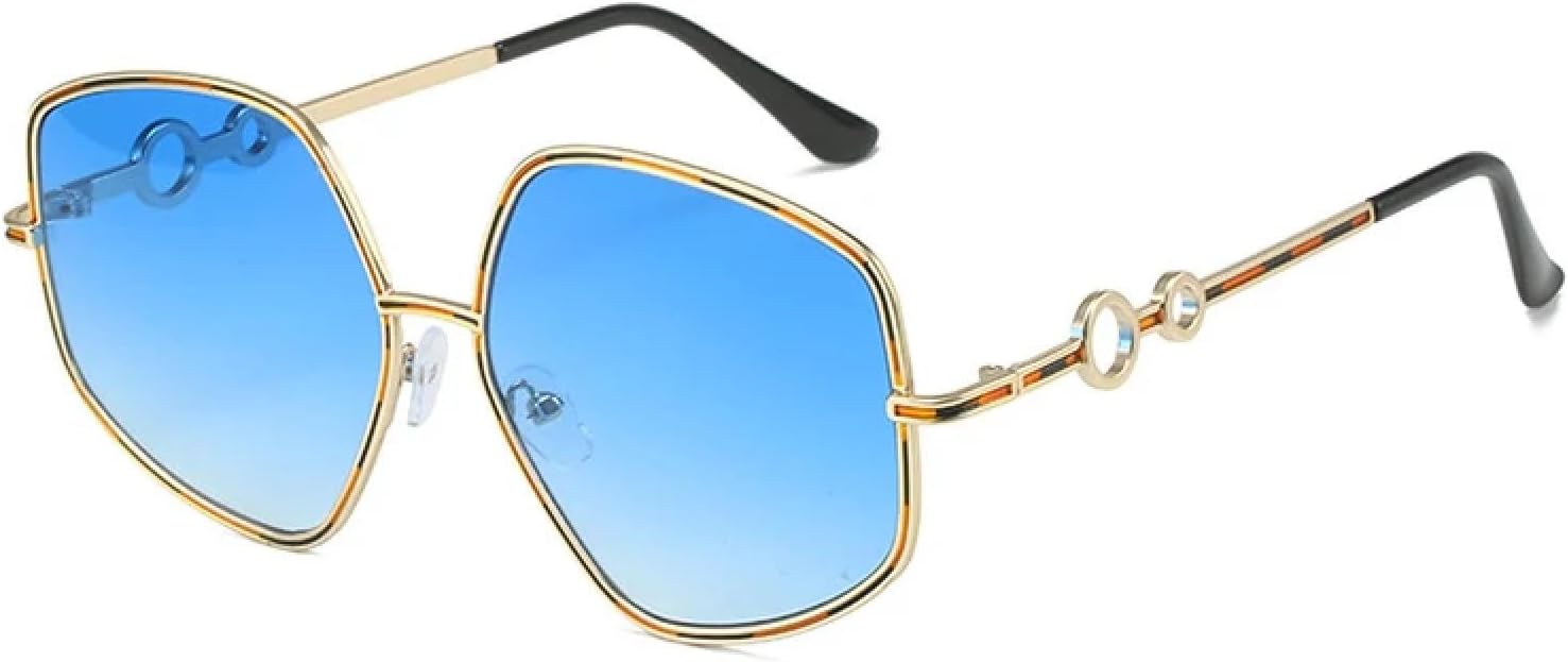 

Ретро солнцезащитные очки для женщин и мужчин, модные многоугольные солнцезащитные очки для путешествий, уличной фотографии, защита от УФ-излучения UV400 TKKTLLT, Gold Gradient Blue