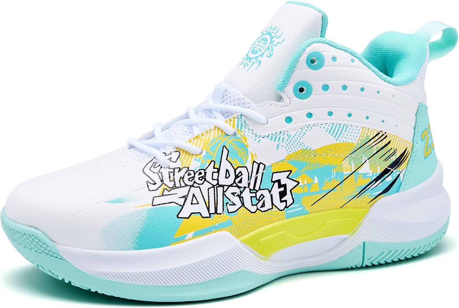 

Мужские баскетбольные кроссовки Легкие Воздухопроницаемые Нескользящие Для тренировок на открытых кортах Kniaiwx, белый/зеленый