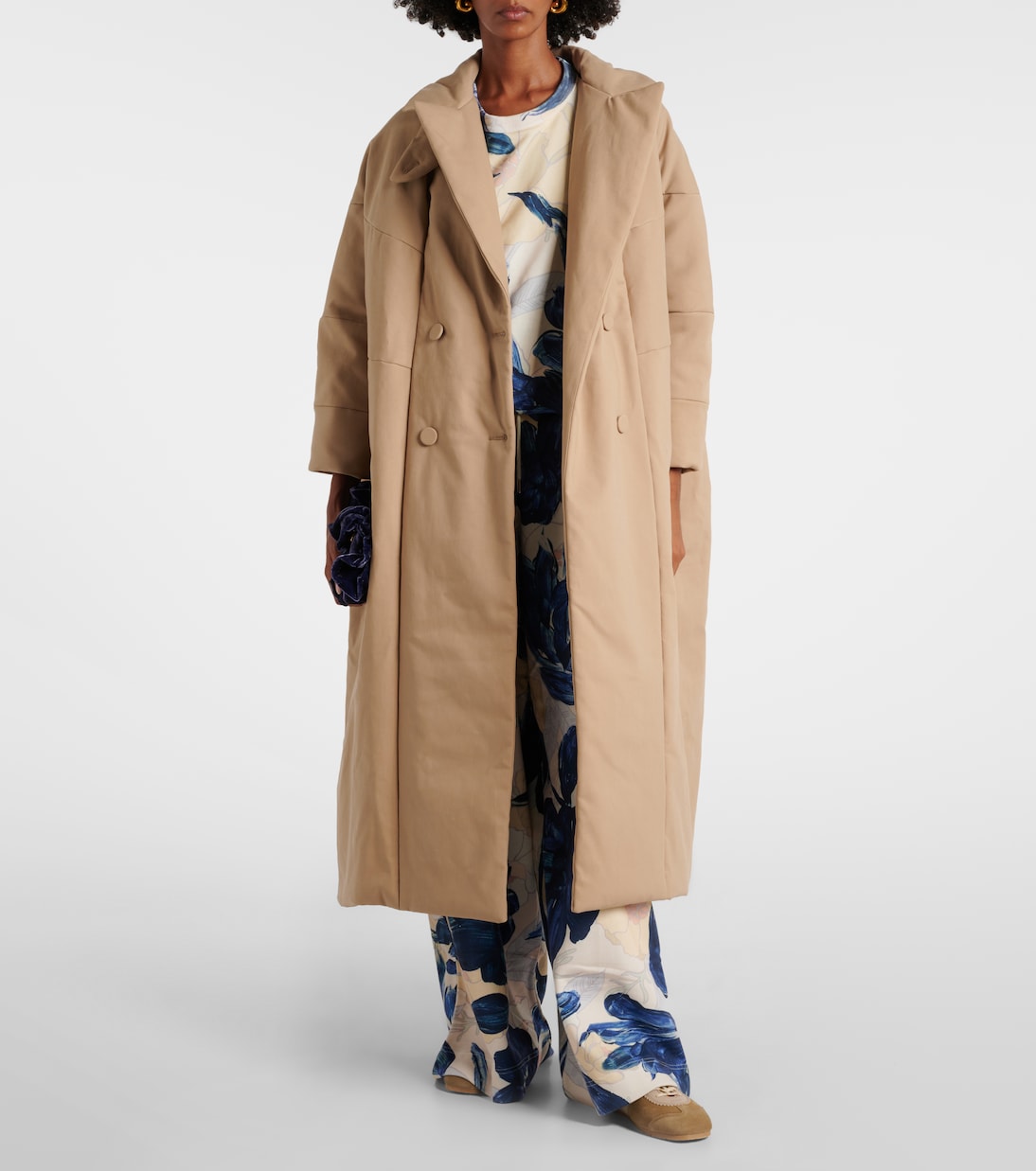 Пальто из смесовой хлопчатобумажной ткани Dries Van Noten, кэмел — фото 2