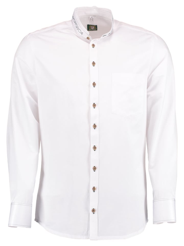 

Традиционная рубашка из стиракса белого и темно-зеленого цветов OS-Trachten