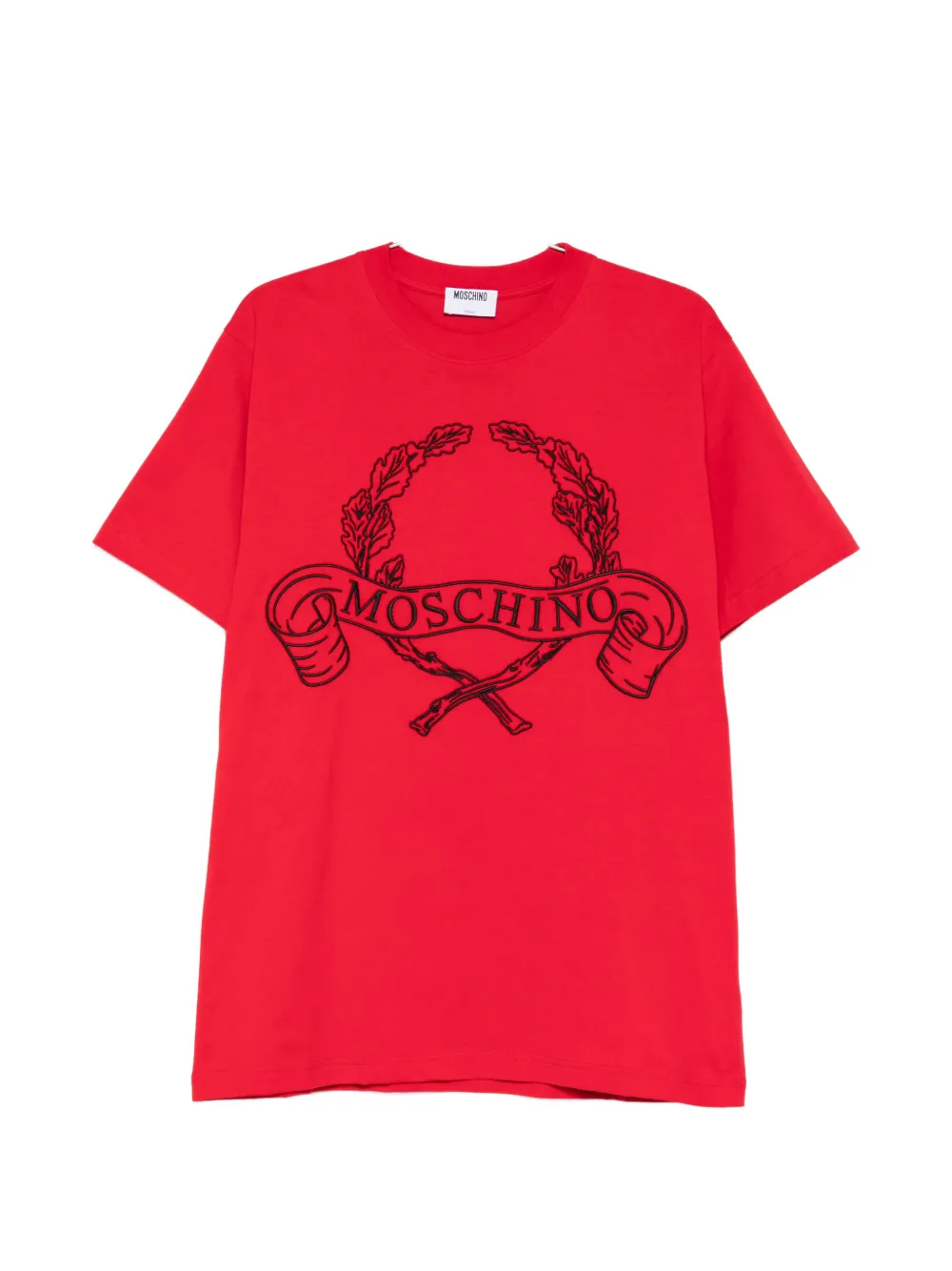 

Футболка с логотипом в виде лаврового венка Moschino, красный