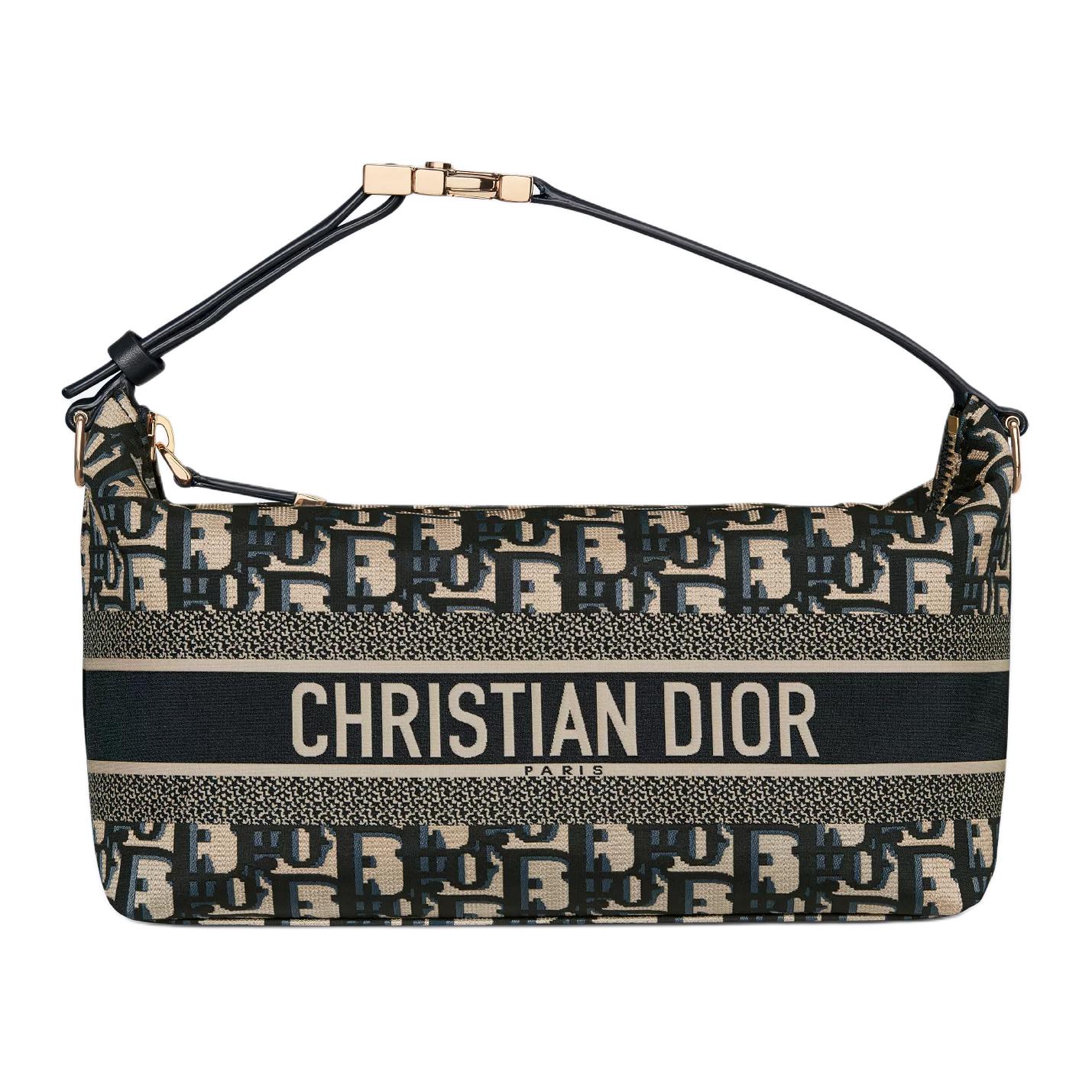 

DIOR Сумка-клатч Travel Technical Fabric With Cow Leather, средний размер, женская, синий и бежевый