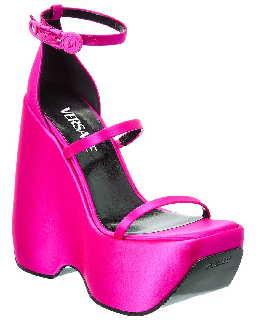 Атласные босоножки Versace Triplatform, розовый