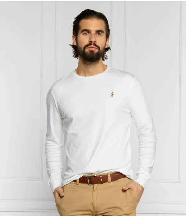 Лонгслив custom slim fit Polo Ralph Lauren, белый