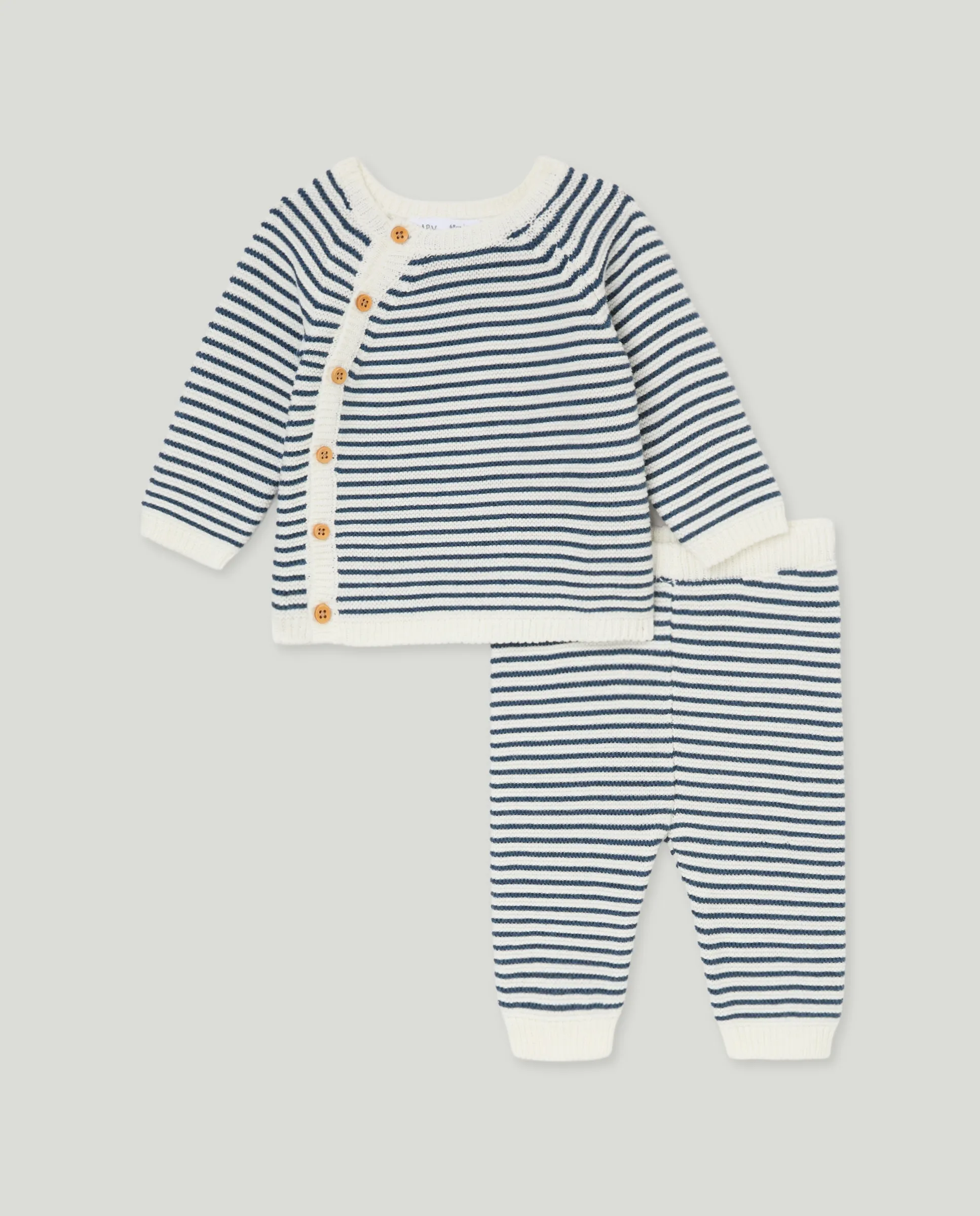 

Детский трикотажный комплект в рубчик с полосками Baby El Corte Inglés, темно-синий