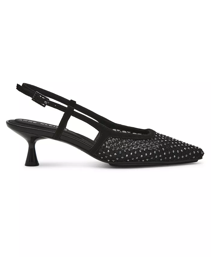 Женские босоножки-лодочки Thia с меховой отделкой и стразами Anne Klein, серый — фото 2