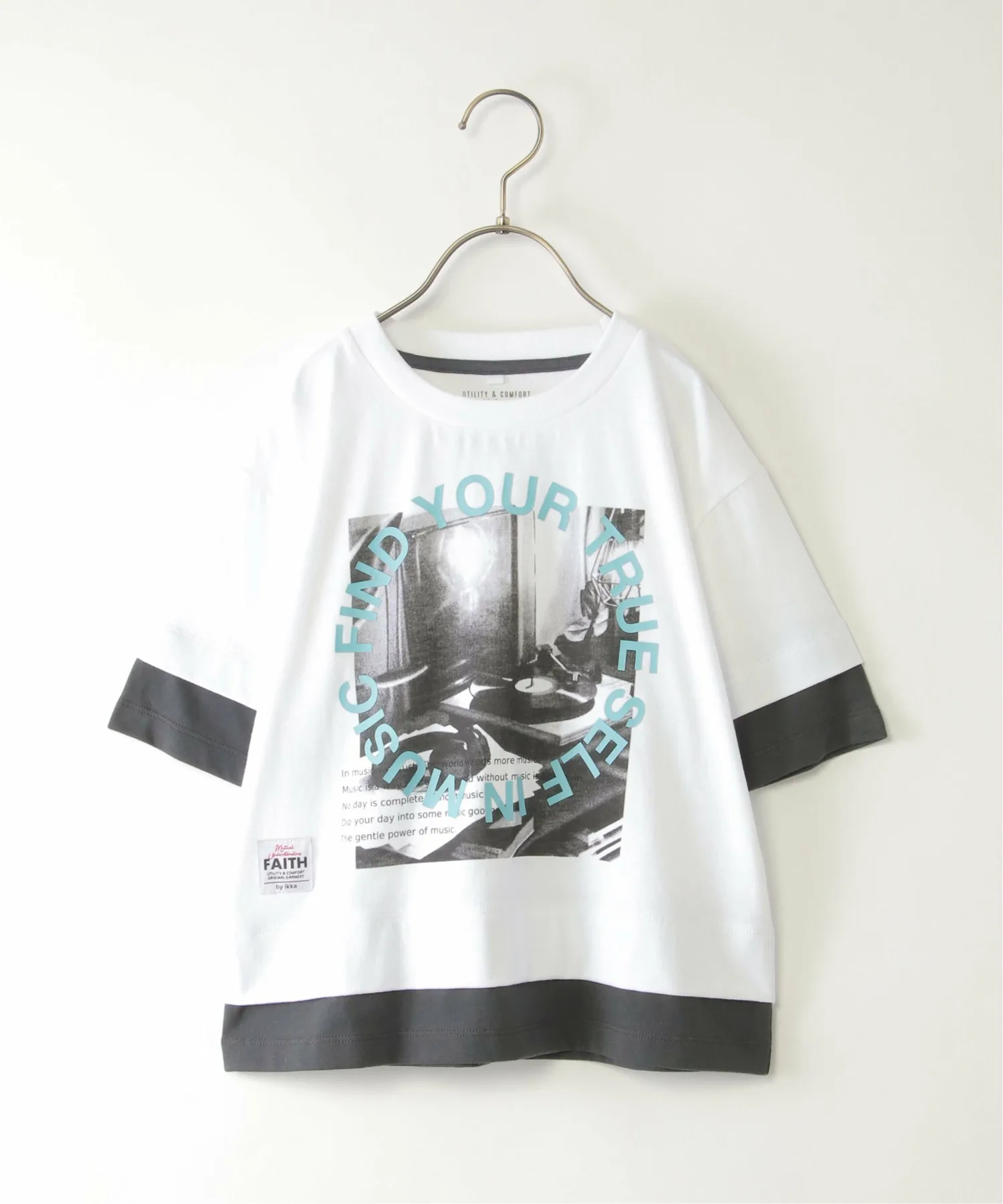 Футболка с коротким рукавом и многослойным фотопринтом (120-160 см) Ikka, off white