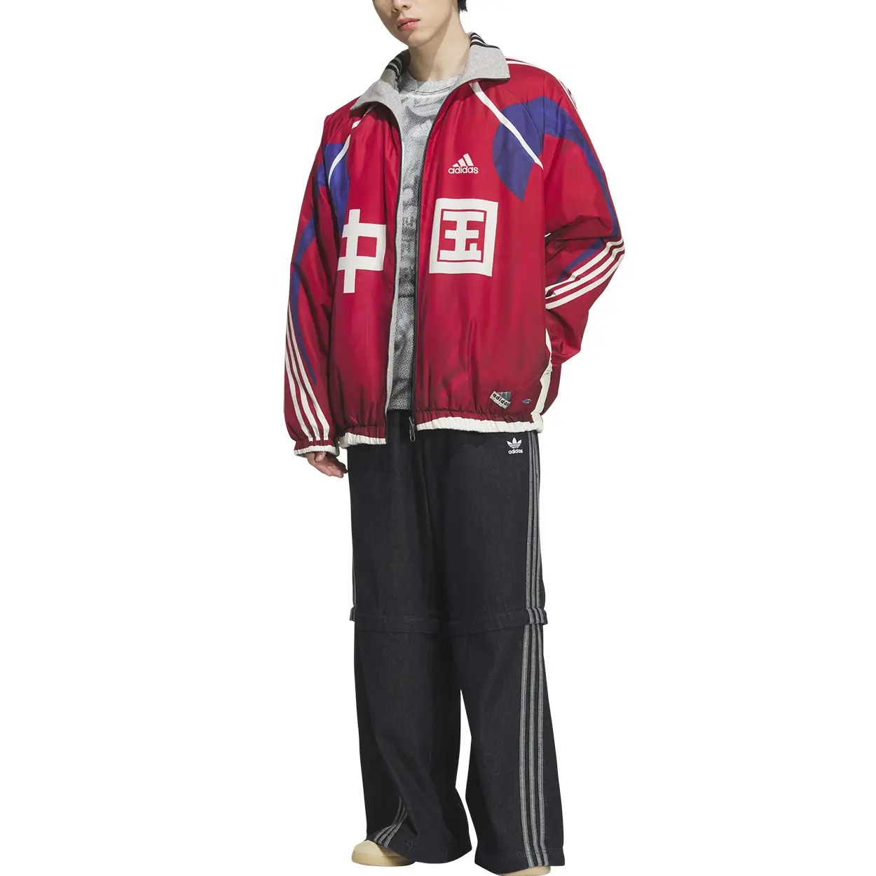 Пуховик snbn rev jacket 3 мужской Adidas, ярко-красный/фиолетовый/белый — фото 4