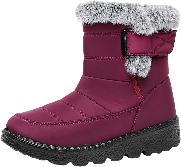 

Женские и мужские зимние ботинки с толстой подошвой, легкие, противоскользящие, на щиколотку, водонепроницаемые, с мягким утеплителем и меховой подкладкой, кроссовки на липучке Hhhchpm, фуксия