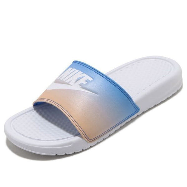 Тапочки benassi jdi print slide 'white hyper royal' Nike, белый — фото 3
