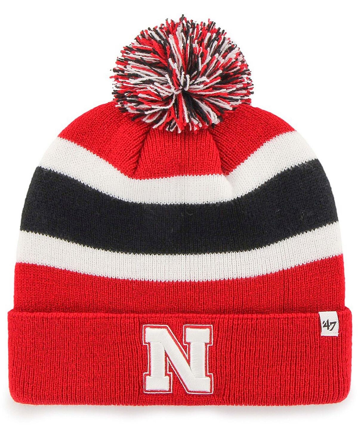 

Мужская вязаная шапка Scarlet Nebraska Huskers с манжетами и помпоном '47 Brand