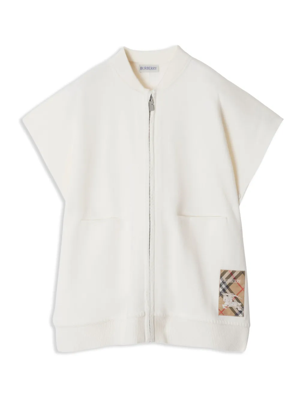 

Клетчатый кейп с нашивкой-логотипом BURBERRY KIDS, белый