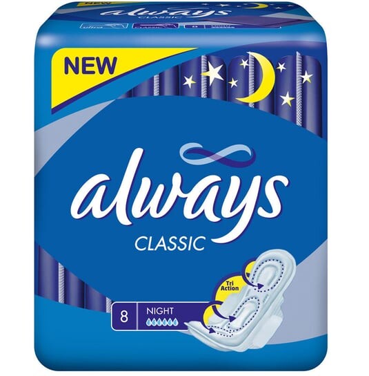 

Салфетки гигиенические Always, Плотные, Ночные, 8 шт.