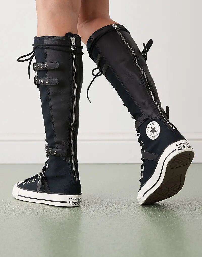 Кроссовки Converse Chuck Taylor All Star Knee High черного цвета с пряжками — фото 3