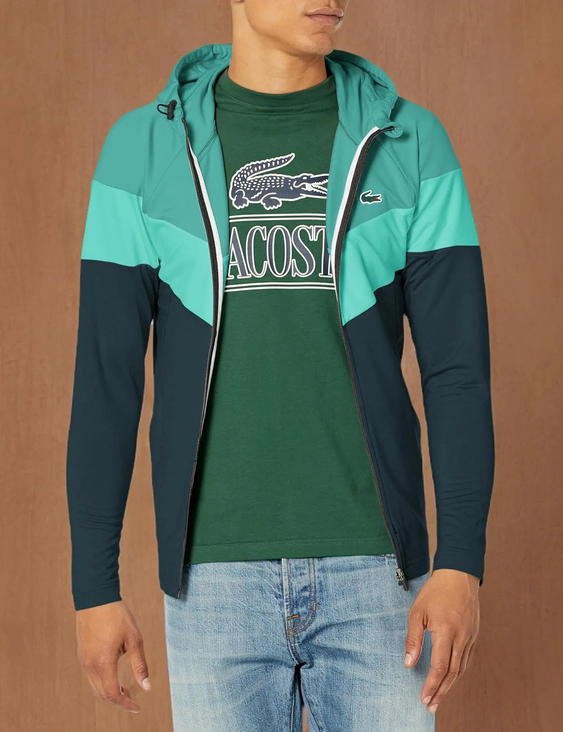 Мужская толстовка Lacoste из эластичной ткани, Ocelle/Cove/Navy Blue — фото 3