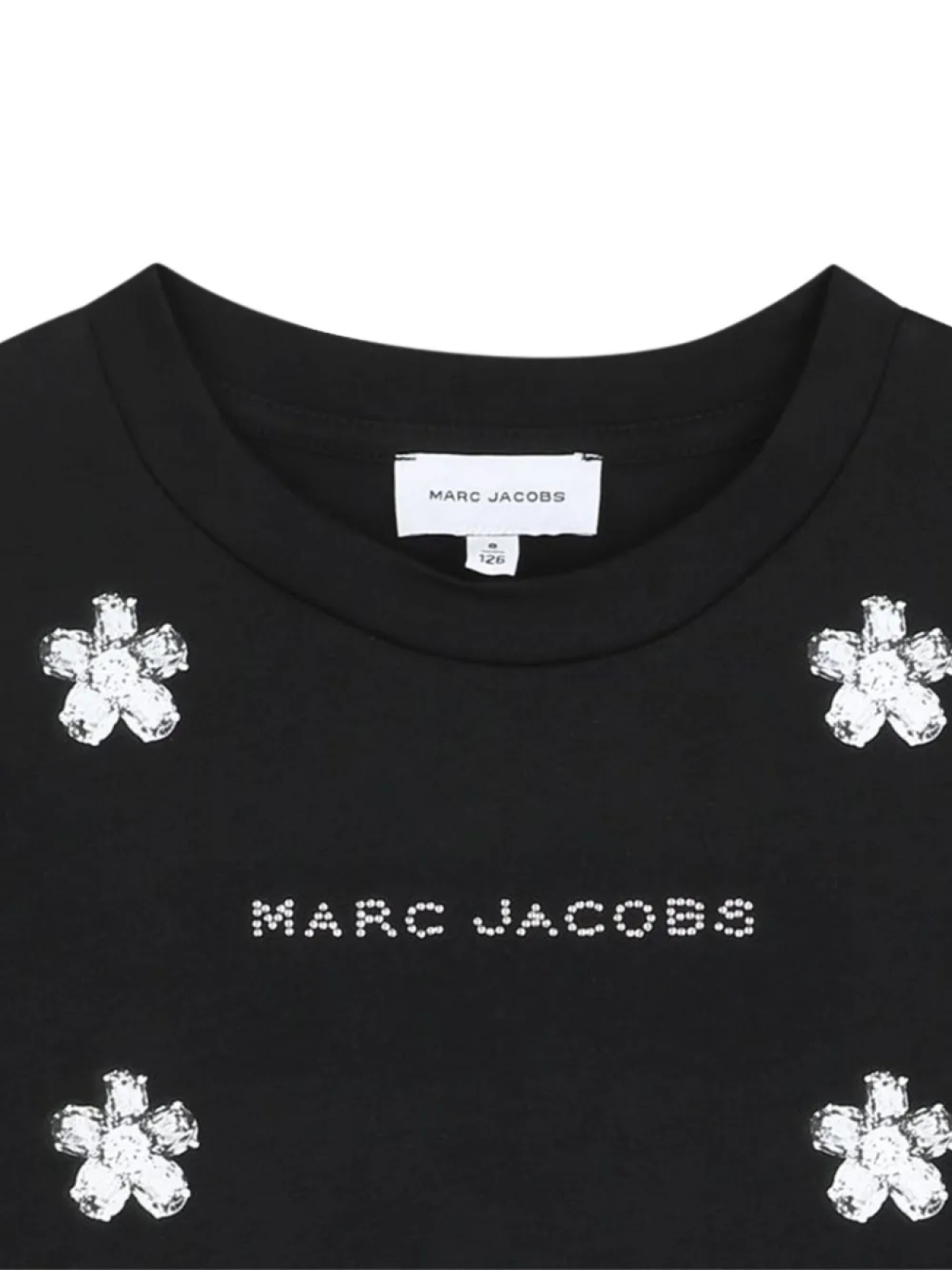 Marc Jacobs Kids укороченная футболка с цветочной вышивкой, черный — фото 3