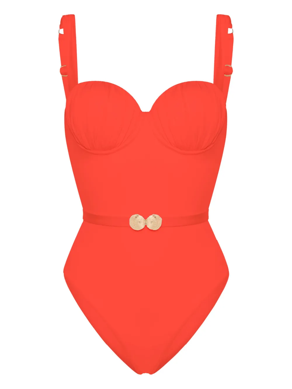 

Купальник-балконет со сборками и поясом Noire Swimwear, оранжевый