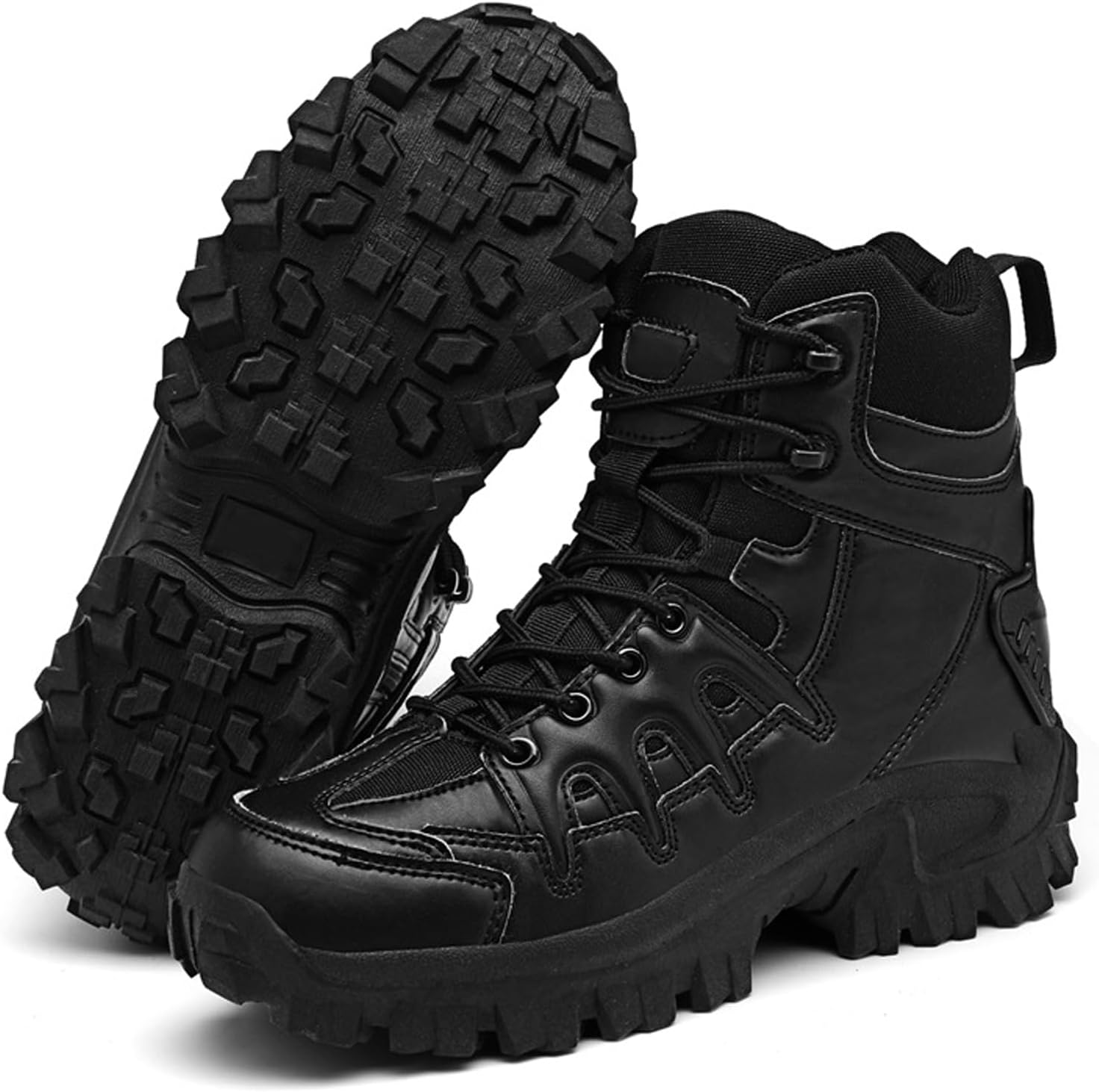 

Мужские ортопедические защитные ботинки, удобные водонепроницаемые ортопедические прогулочные ботинки с широкой колодкой, боковая молния, боевые ботинки против растяжений для походов Vokimax, черный