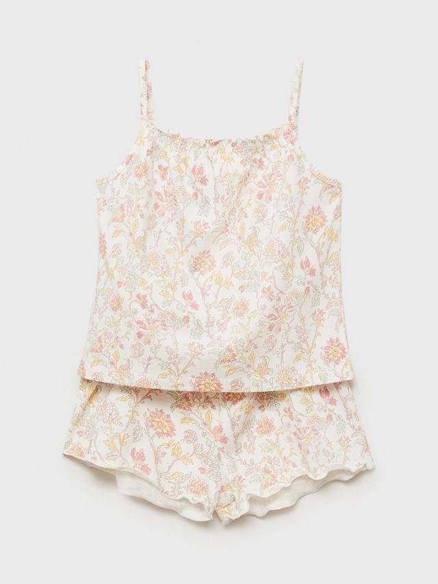 

Детский комплект пижамы Teab из хлопка с цветочным принтом Mango, Pink
