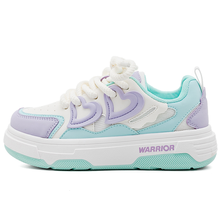 

Кроссовки WARRIOR Skateboarding Shoes Women's Low-top White/Purple/Green, белый/фиолетовый/зеленый