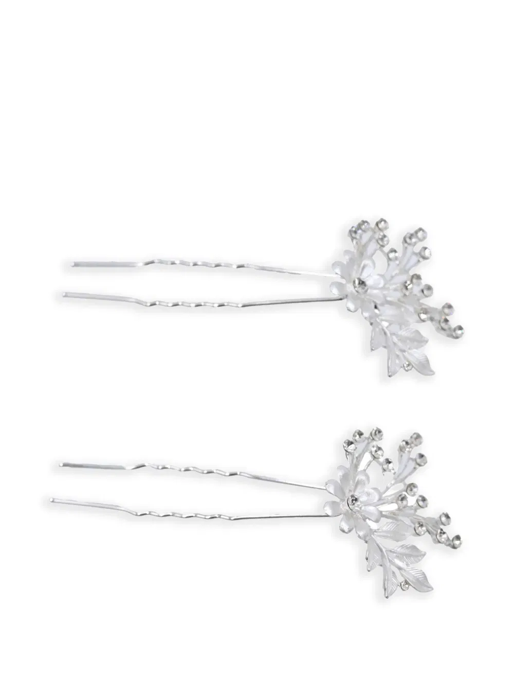 Заколки для волос Crystal-flower, украшенные стразами Tulleen, серебро