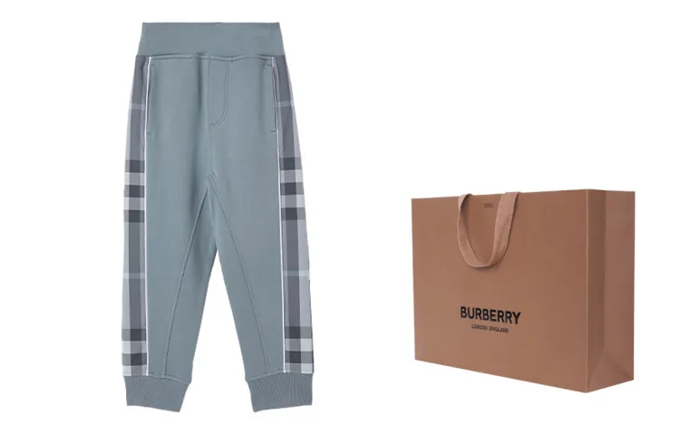 Burberry Детские вязаные спортивные штаны Shale Blue — фото 4